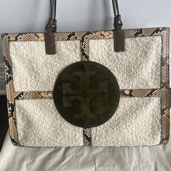 Tory Burch Cream Ella Quadrant Tote Bag - Picture 3 of 8